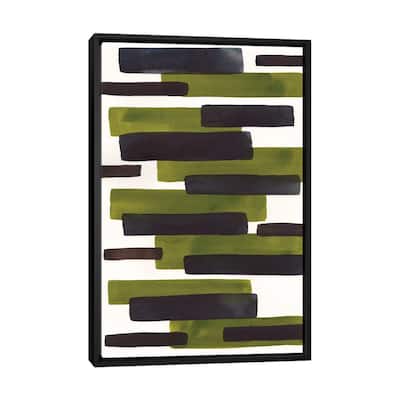 iCanvas "Primitive Olive Stripes" by EnShape Framed