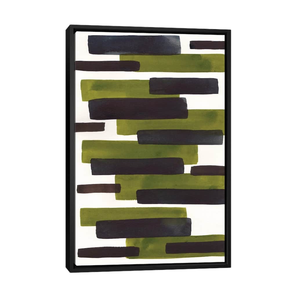iCanvas "Primitive Olive Stripes" by EnShape Framed