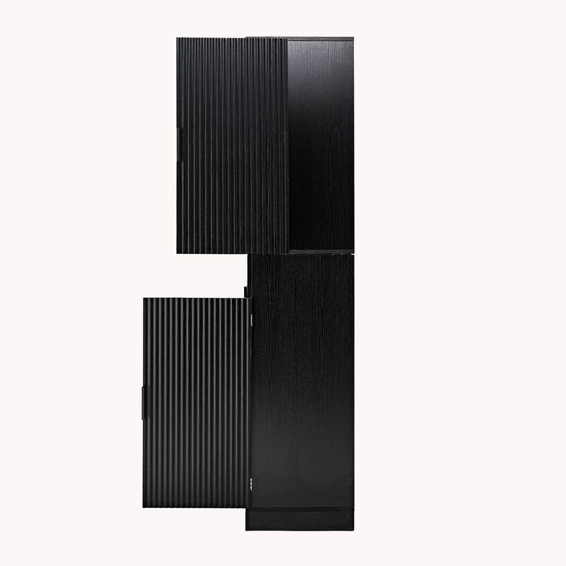 Kitchen Pantry Cabinet with 3 Keyboard Drawers, Freestanding Bathroom Cabinet with 6 Door Shelves Adjustable