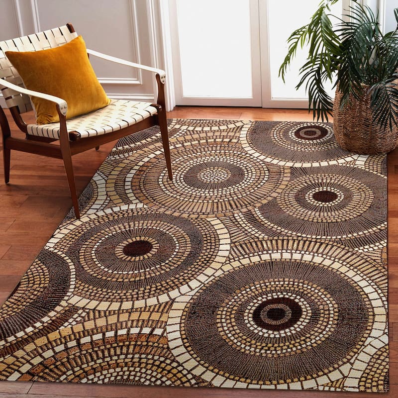Liora Manne Marina Circles Indoor/Outdoor Area Rug - 8'10" x 11'9" - Brown