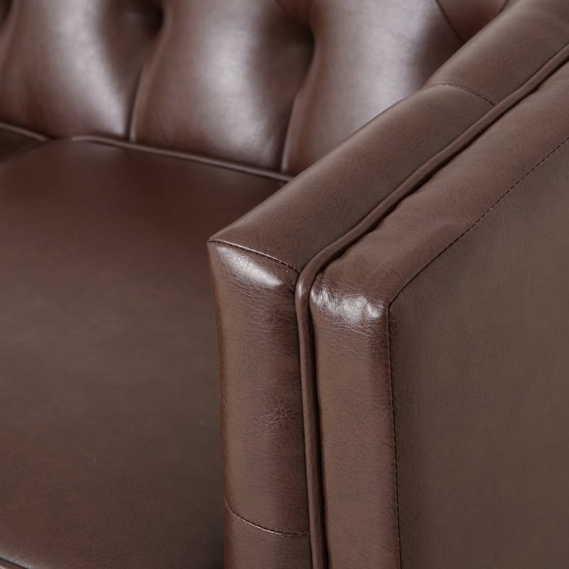 81" Faux Leather 3-Seat Couch Sofa, Wood Frame Loveseat with Armrests, Small Space Couches for Living Room, Office