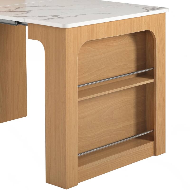 Kitchen Storage Table with Double-sided Storage, Kitchen Island with 2 Drawers