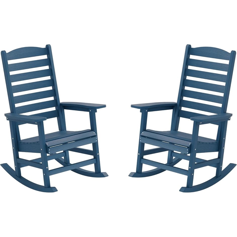 WINSOON All Weather HIPS Outdoor Rocking Chair with Curved Backrest