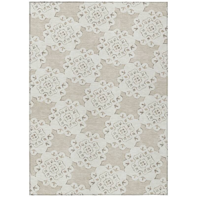 Machine Washable Indoor/ Outdoor Global Motif Chantille Rug