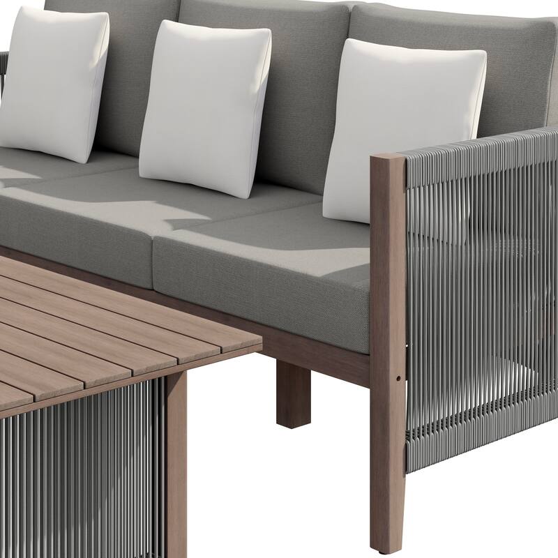 Corvus Iona 2-piece Outdoor Sofa Set with Sunbrella Fabric and Slat-Top Coffee Table