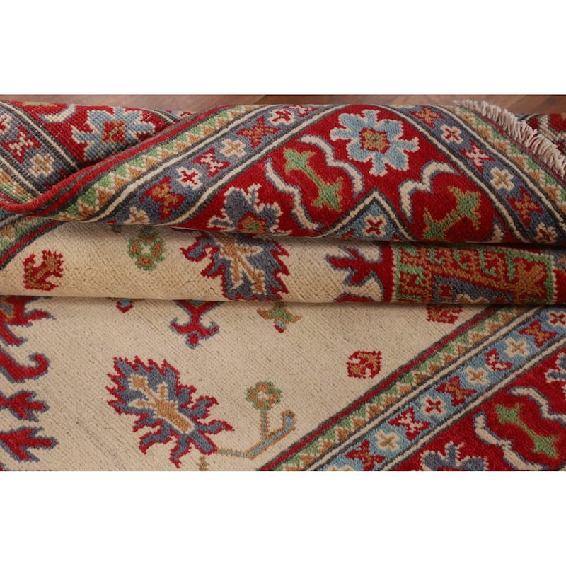 Kazak Foyer Rug Handmade Traditional Beige Wool Carpet - 3'7" x 4'8"