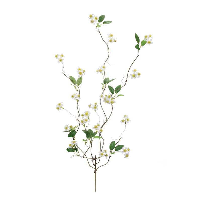 Mini Floral Twig Branch (Set of 6) - White, Green