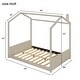 preview thumbnail 6 of 8, Full Size Velvet House Bed Wood Bed, Beige