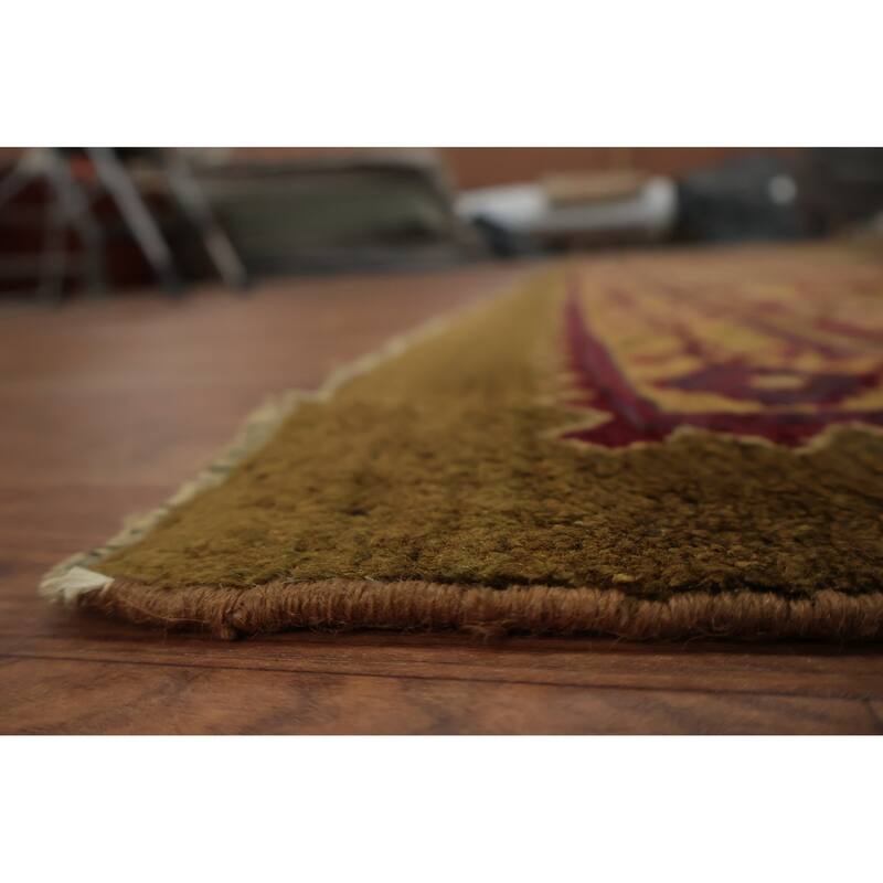 Hand Knotted Oriental 100% Wool Carpet Traditional Floral Green Agra Area Rug - 14' 10'' X 13' 1''