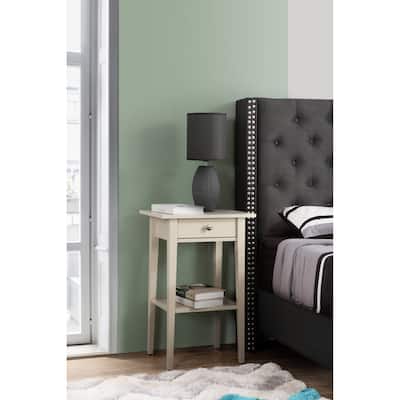 Beige Nightstand 28x18x14 Neutral Compact Bedside Table with Modern Finish, Sleek Lines and Convenient Storage Drawer