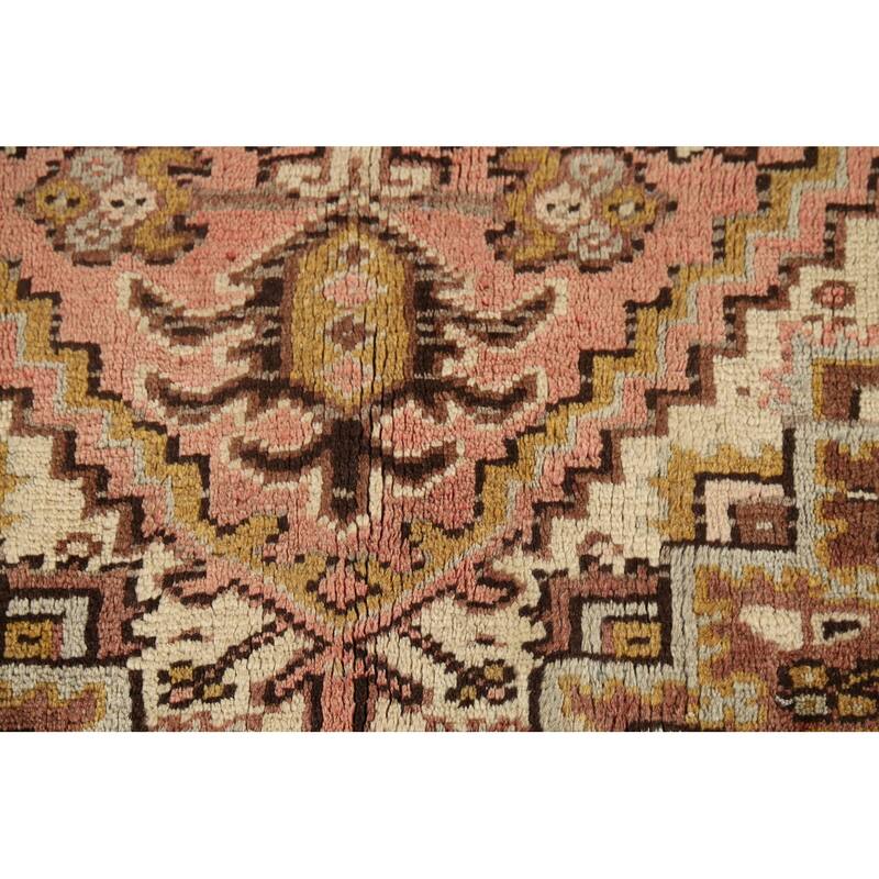 Geometric Heriz Persian Square Area Rug Handmade Wool Carpet - 4'7"x 5'5"