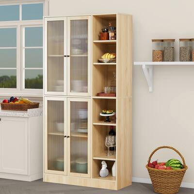 71" Tall Kitchen Pantry Cabinet with Doors and Adjustable Shelves