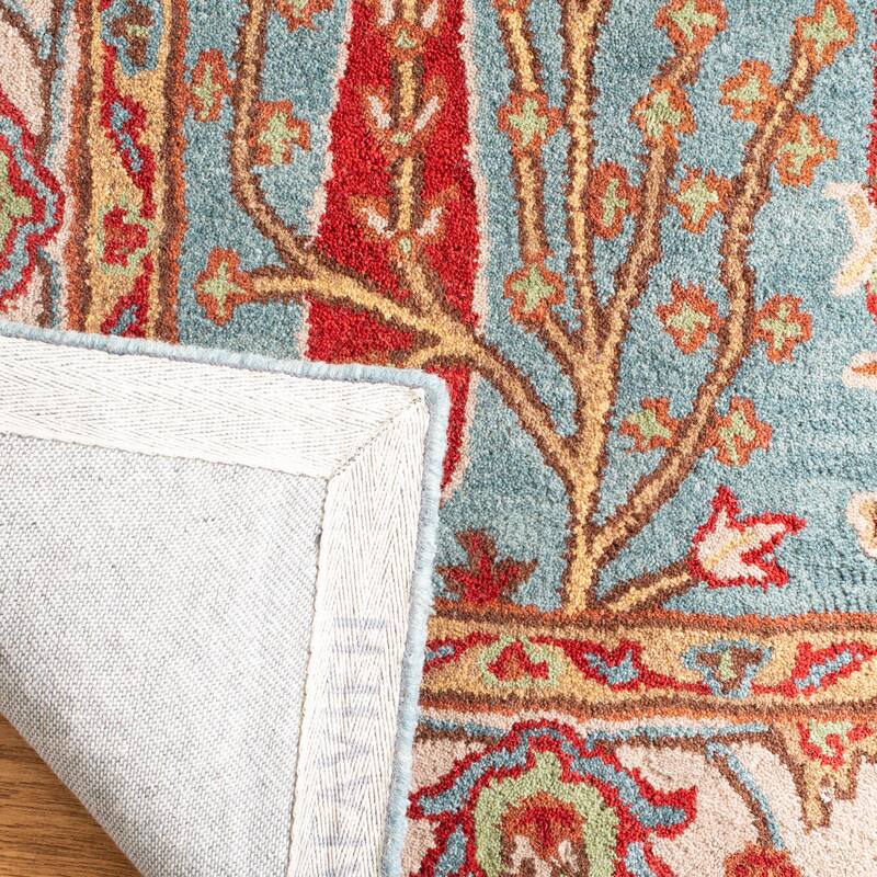 SAFAVIEH Handmade Heritage Sweet Heart Traditional Oriental Wool Rug - 2'3" x 14' Runner - Blue/Ivory