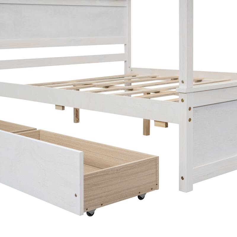 Wood Canopy Bed with two Drawers