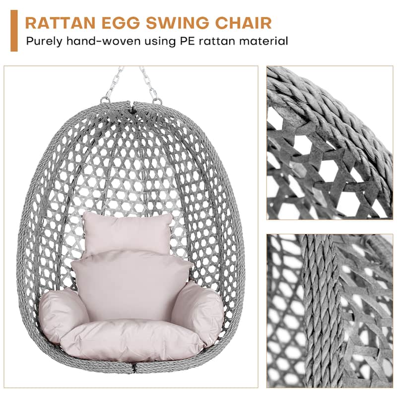 Outdoor/Indoor Swing Egg Chiar With Stand, Cushion And Headrest