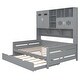 preview thumbnail 7 of 12, Full Wooden Daybed With Size Trundle and All-in-One Cabinet, Grey