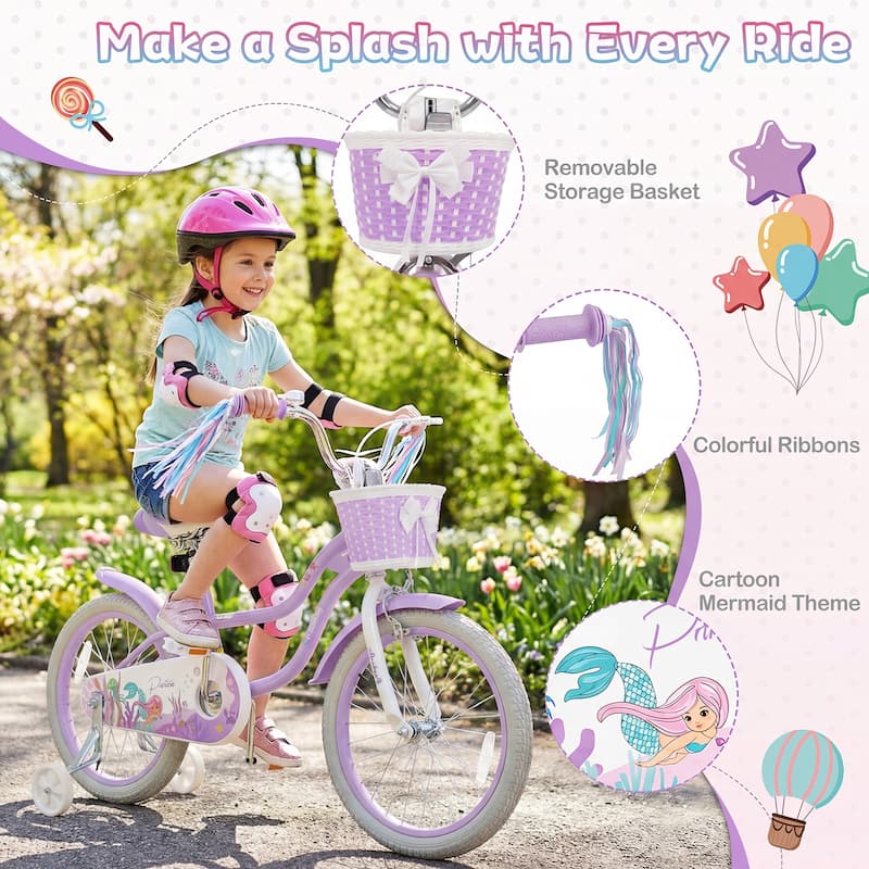 Gymax 18'' Kids Bike Toddler Bicycle w/ Training Wheels Hand & Coaster