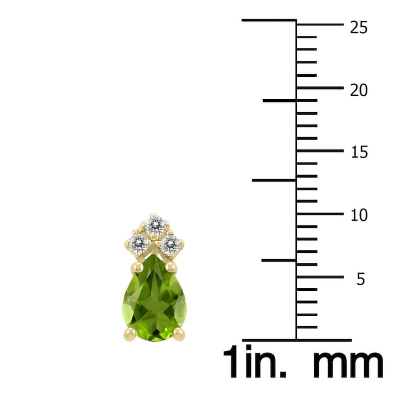 Marquee 14K Yellow Gold 7x5MM Pear Peridot and Diamond Earrings