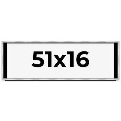 51x16 Shadow Box Frame Silver | 1.375 Inches Deep Real Wood