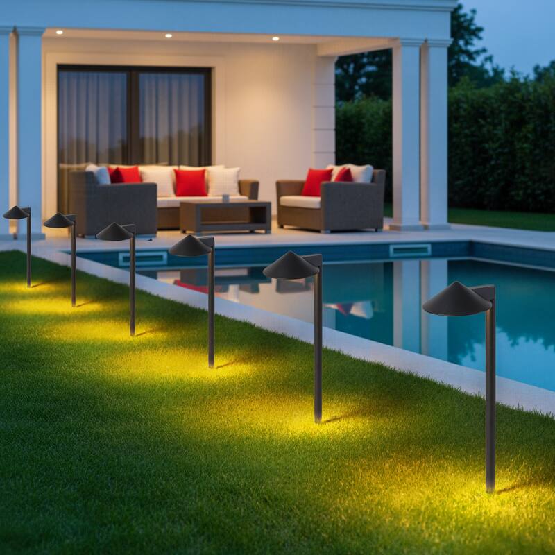 C Cattleya Low-Voltage Matte Black Aluminum 3000K LED Outdoor Path Light - 6-Pack (26.25"-Height)