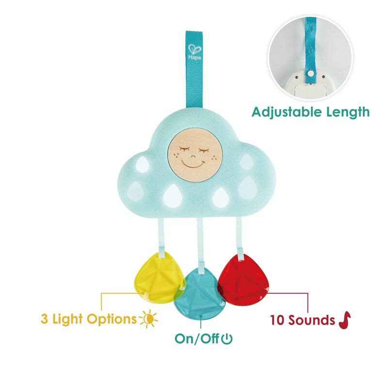 Hape Musical Cloud Light Baby Crib Mobile W/ Lights & Relaxing Songs