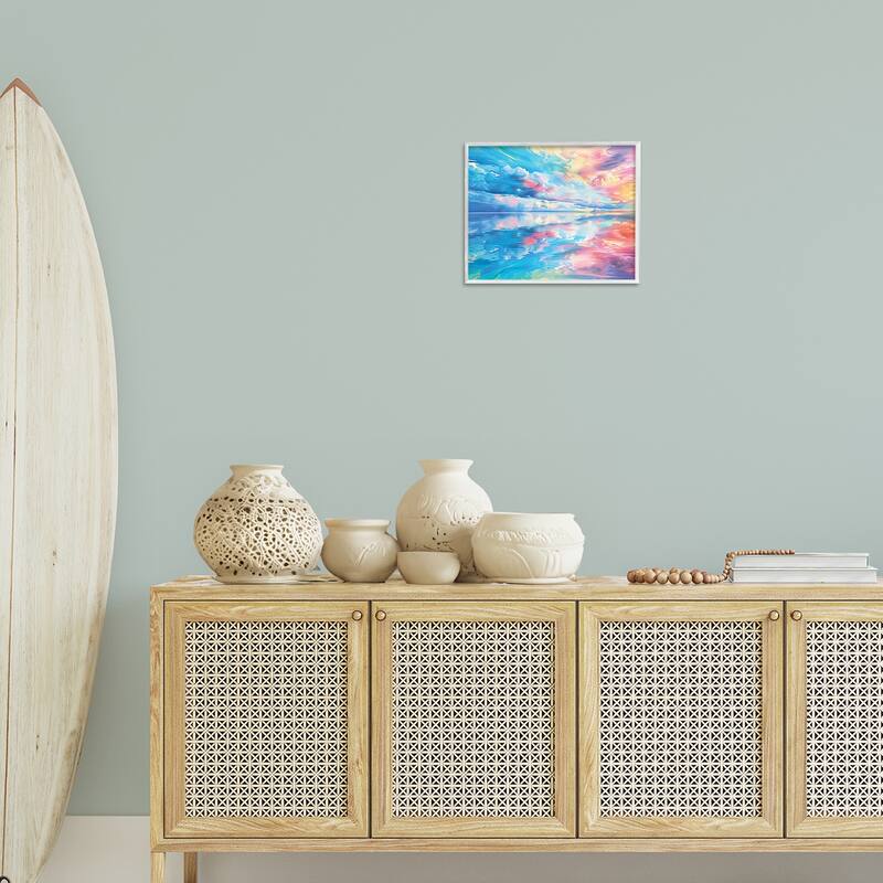 Stupell Prismatic Rainbow Sunset Framed Giclee Art Design By Michael Ward