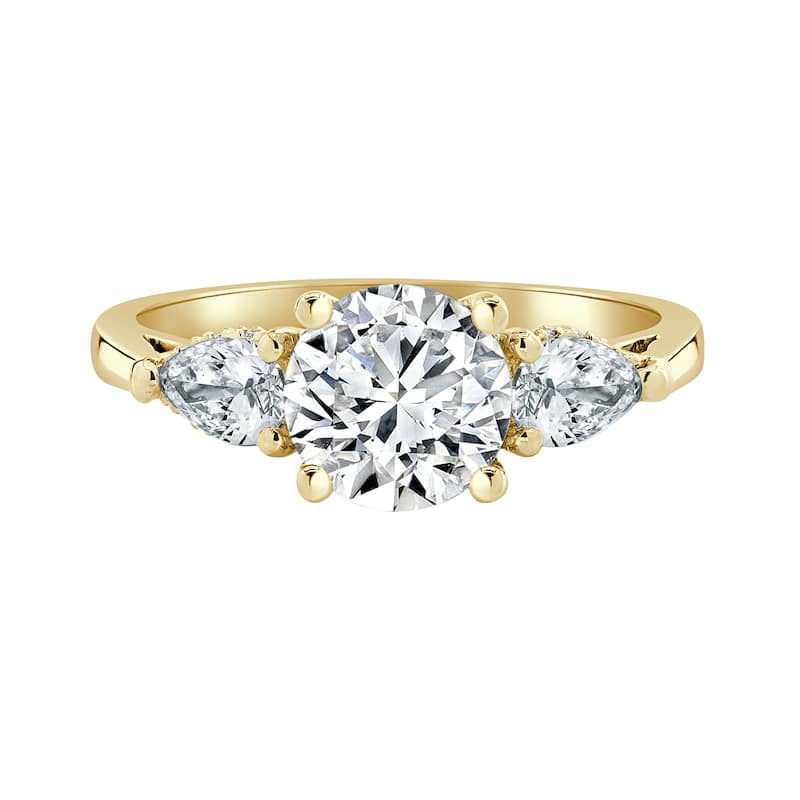 Auriya 14k Yellow Gold Lab-Grown Diamond Engagement Ring | 3-Stone Hidden Halo, 2.10 carats (F-G, VS)