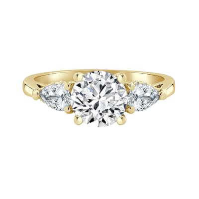 Auriya 14k Yellow Gold Lab-Grown Diamond Engagement Ring | 3-Stone Hidden Halo, 2.10 carats (F-G, VS)