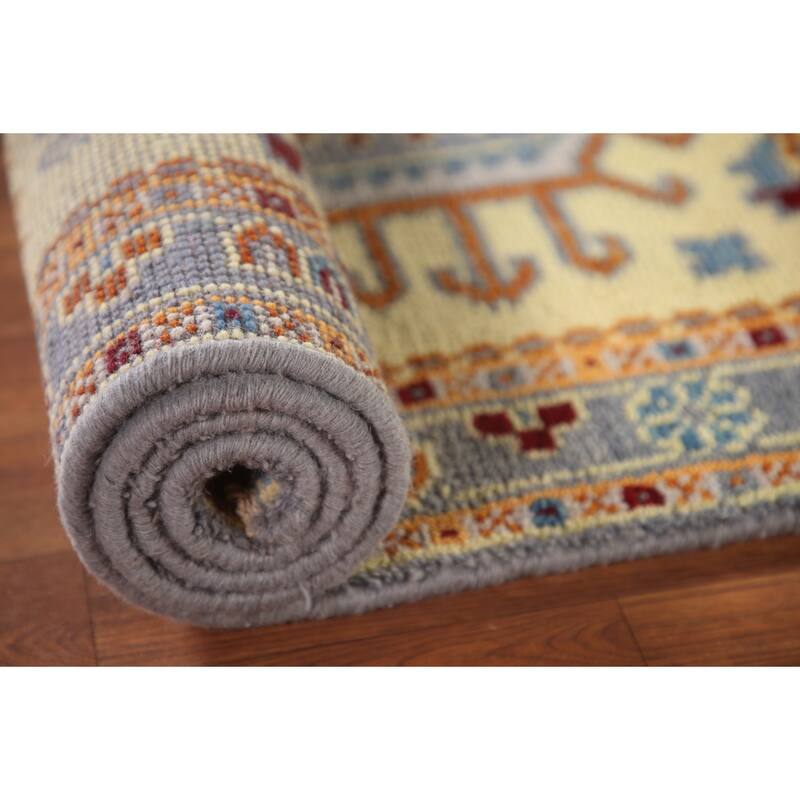 Geometric Kazak Accent Rug Hand-Knotted Wool Carpet - 3'0"x 5'0"