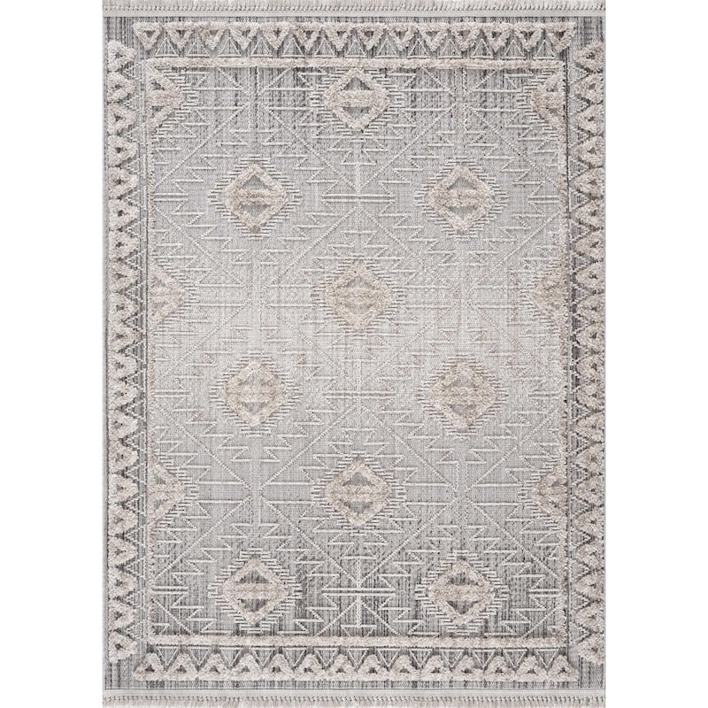 Hauteloom Agoo Hallway, Kitchen Runner Rug - Charcoal, Cream, Peach - 2'7" x 7'3"