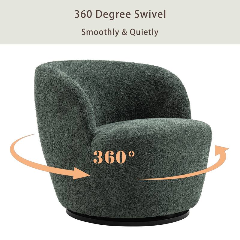 Swivel Accent Chair, Furry Round Barrel Chair