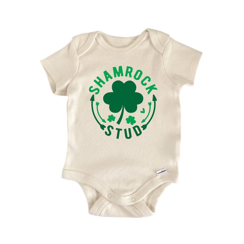 Shamrock Stud St Patrick's Day - Baby Boy Girl Clothes Bodysuit Funny Cute Newborn