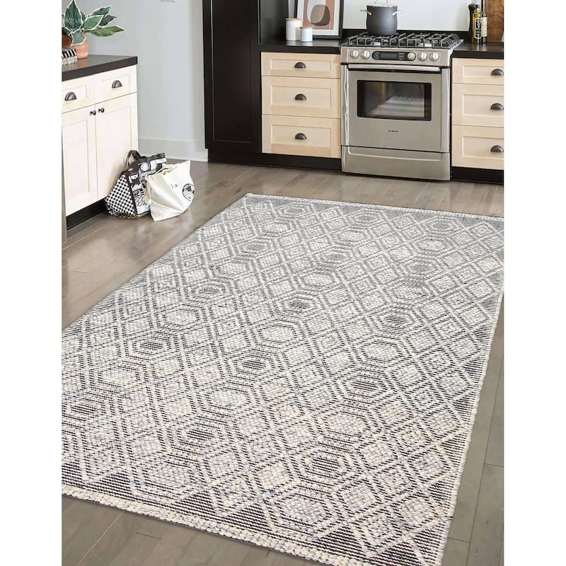 ECARPETGALLERY Braid weave Sienna Navy Wool Rug - 5'1 x 7'11