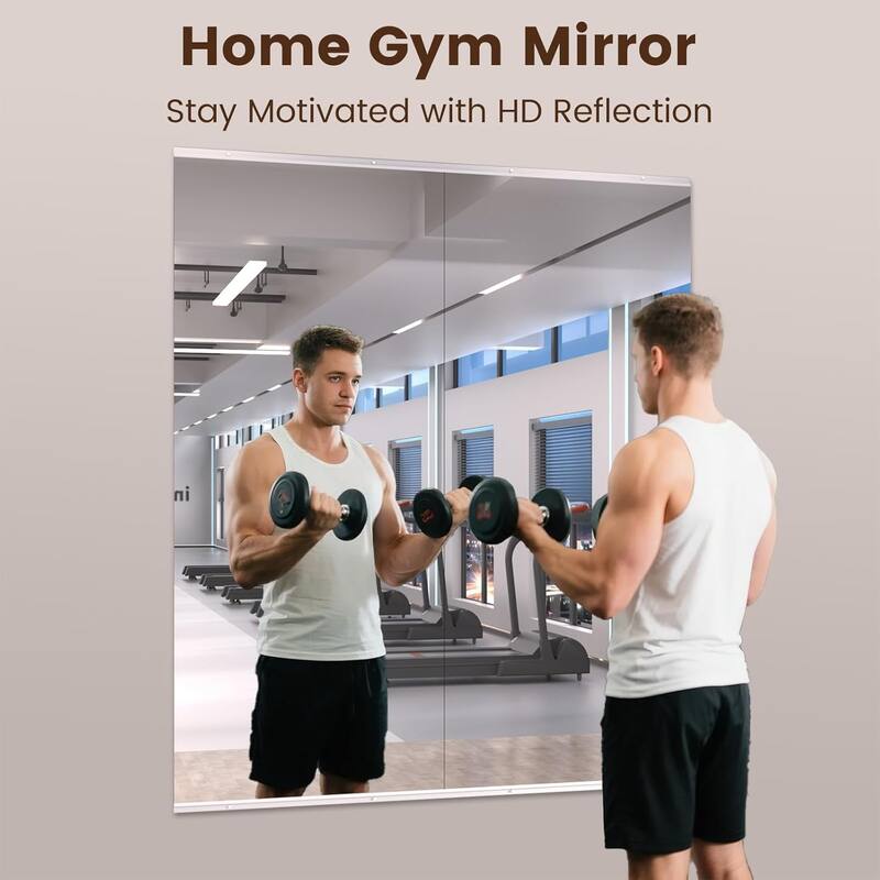 Full Length Tempered Glass Mirror - Rectangular Wall Mirror for Yoga, Gym & Dance Studio(Set of 2/3)