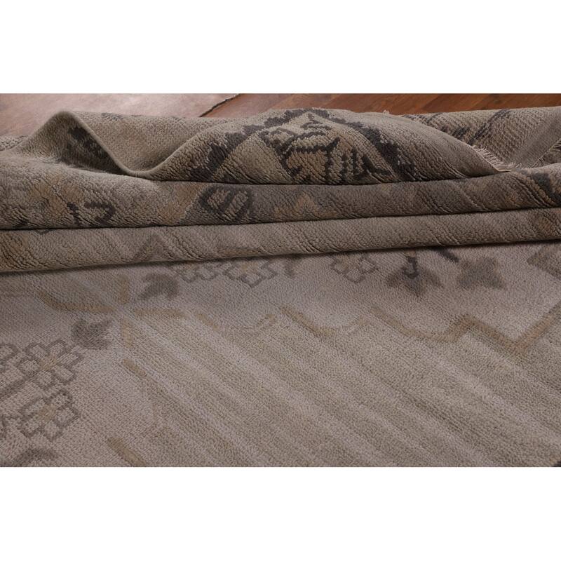 Heriz Serapi Indian Area Rug Handmade Beige Wool Carpet - 8'9" x 11'10"