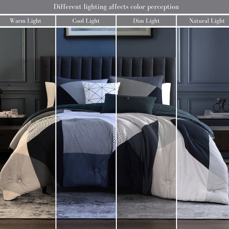 Bebejan Geo Fusion 100% Cotton Sateen 5 Piece Reversible Comforter Set