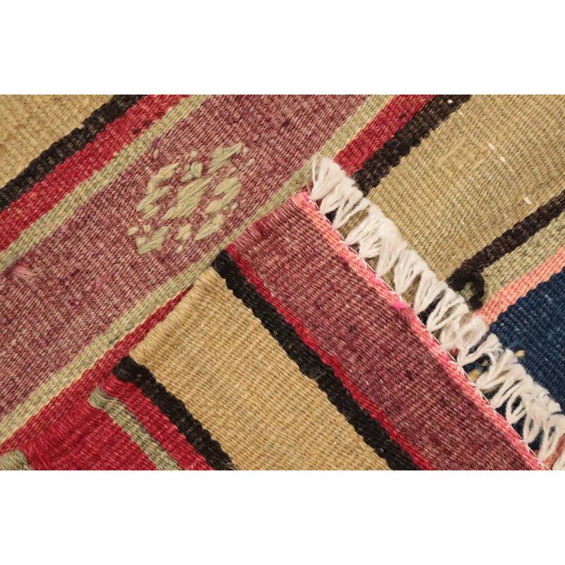 Hand Woven Oriental 100% Wool Carpet Southwestern Tribal Multi-Colored Kilim Area Rug - 7' 11'' X 5' 7''