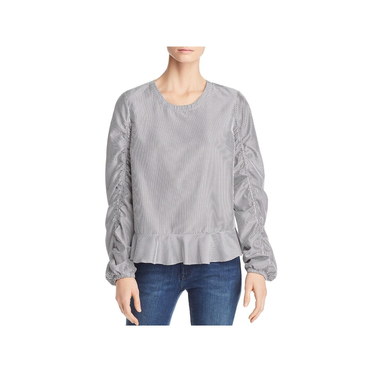 Shop Marled Reunited Clothing Womens Peplum Top Striped Crewneck
