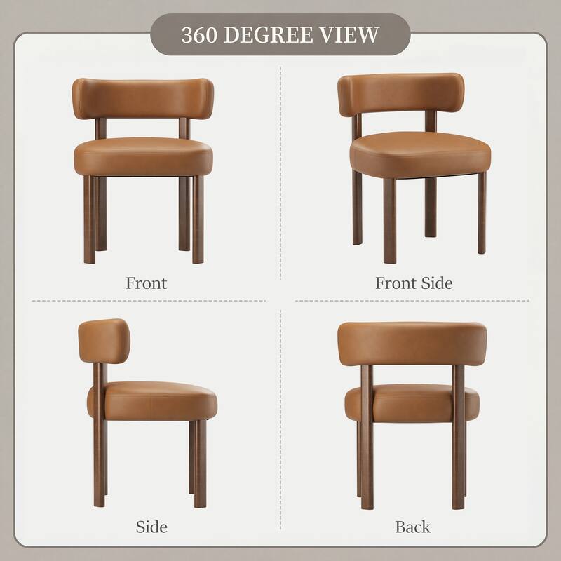 Modern Upholstered Dining Chairs with Solid Wood Legs Ergonomic Backrest - Set of 2