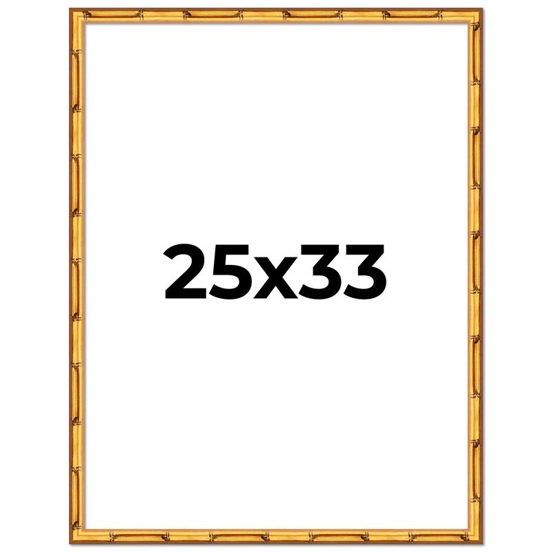 25x33 Frame Gold Bamboo Picture Frame Modern Photo Frame Includes UV Acrylic Shatter Guard Front Acid Free Foam Backing Board