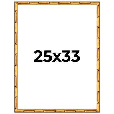 25x33 Frame Gold Bamboo Picture Frame Modern Photo Frame Includes UV Acrylic Shatter Guard Front Acid Free Foam Backing Board