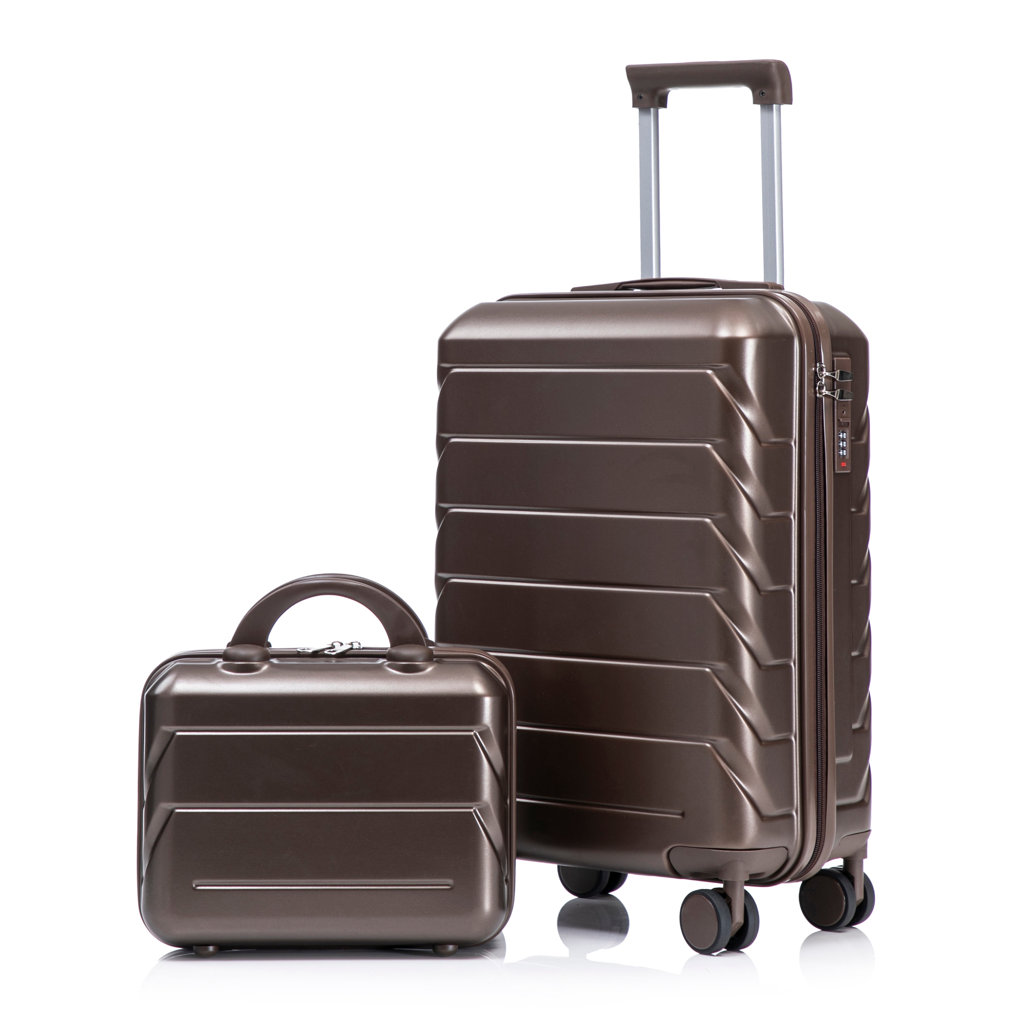14"/20" 2 pcs/set in ABS Spinner Wheel Luggage, with Combination Lock,14" Cosmetic Case