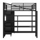 preview thumbnail 11 of 15, Full Size Space-Saving Metal Loft Bed With Table Set And Wardrobe, Black