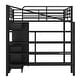 preview thumbnail 11 of 15, Multifunctional Design Metal Loft Bed With Table Set, Storage Stairs and Wardrobe, Full Size, Black