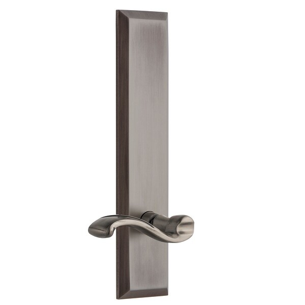 Grandeur FAVPRT_TP_PRV_234_LH Fifth Avenue Solid Brass Tall Plate Left Handed Privacy Door Lever Set with Portofino Lever and