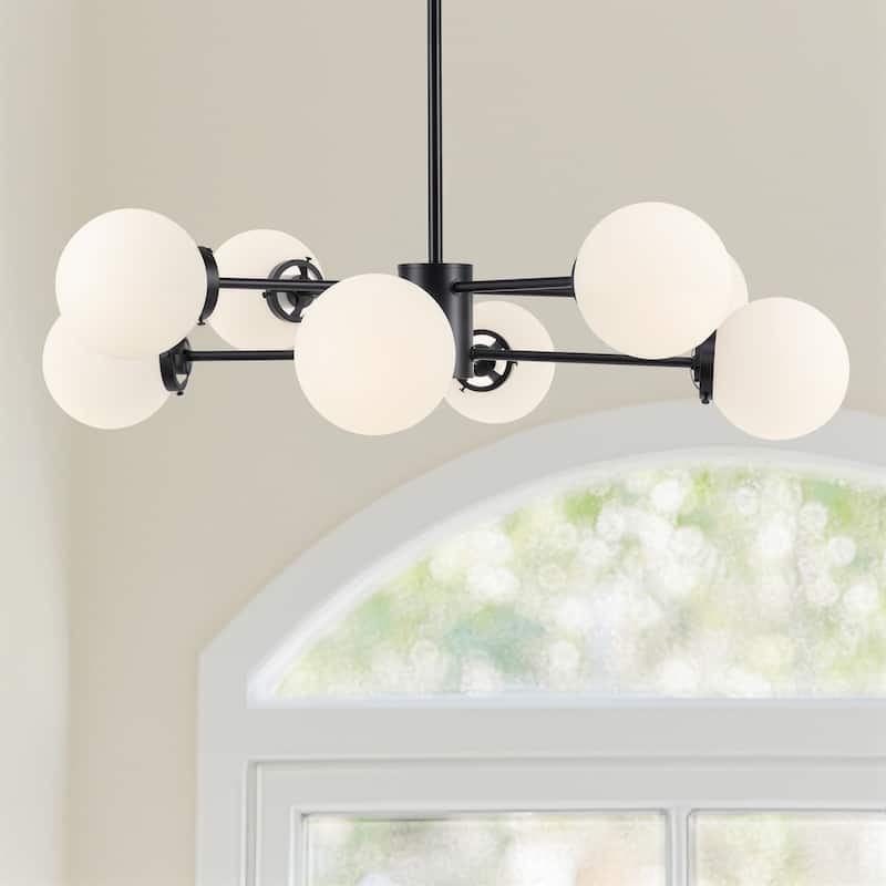CO-Z Dimmable Modern Linear Sputnik Pendant Chandelier with Frosted Glass Globe Shades (6/8/12 - Light)