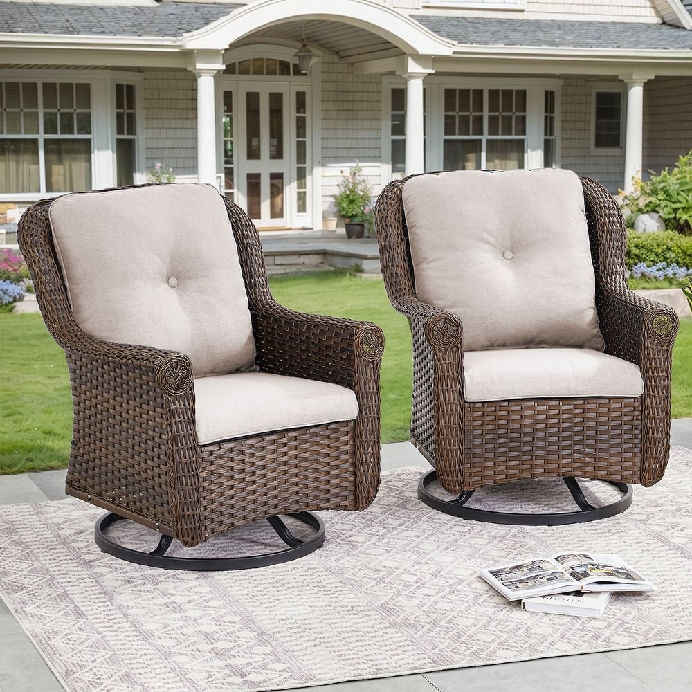 Gymojoy Outdoor Wicker Swivel Glider Chairs with Cushions