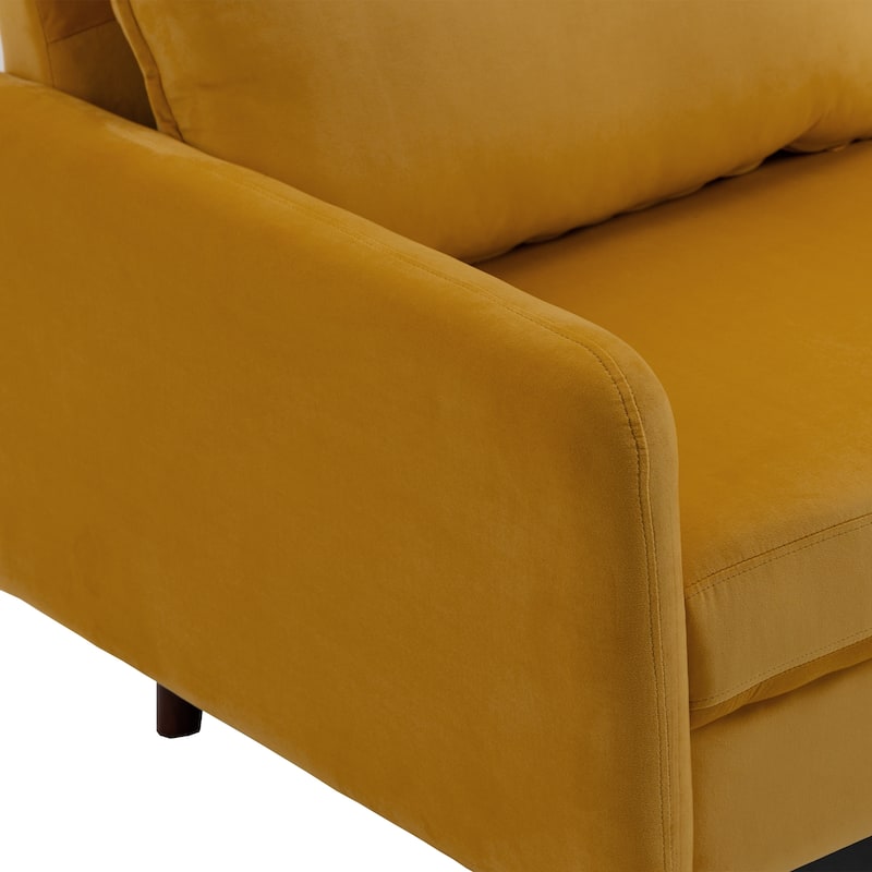 Velvet Loveseat Sofa With Wood Legs