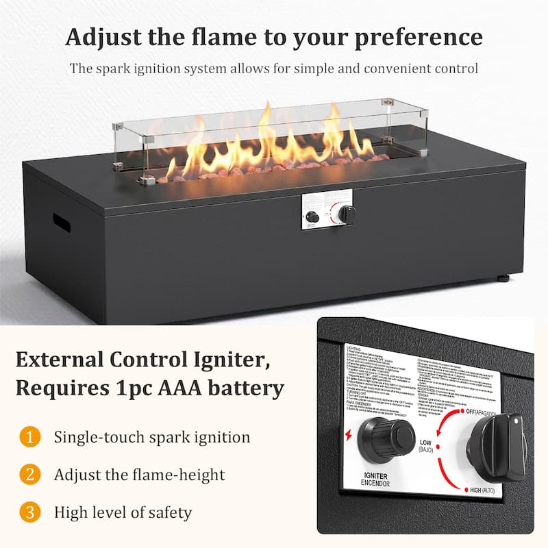 Meyreso Wicker Outdoor Patio Fire Pit Set with Swivel Gliders and 4.5-Inch Olefin Cushions