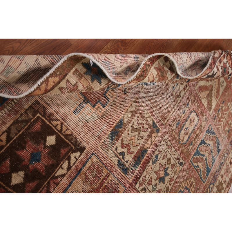 Distressed Bakhtiari Persian Antique Area Rug Handmade Wool Carpet - 5'2" x 11'0"